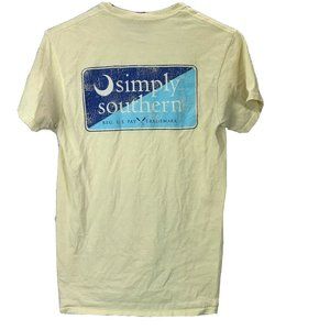 Simply Southern T Shirt size S Yellow Crackled Graphic Logo Short Sleeve Women